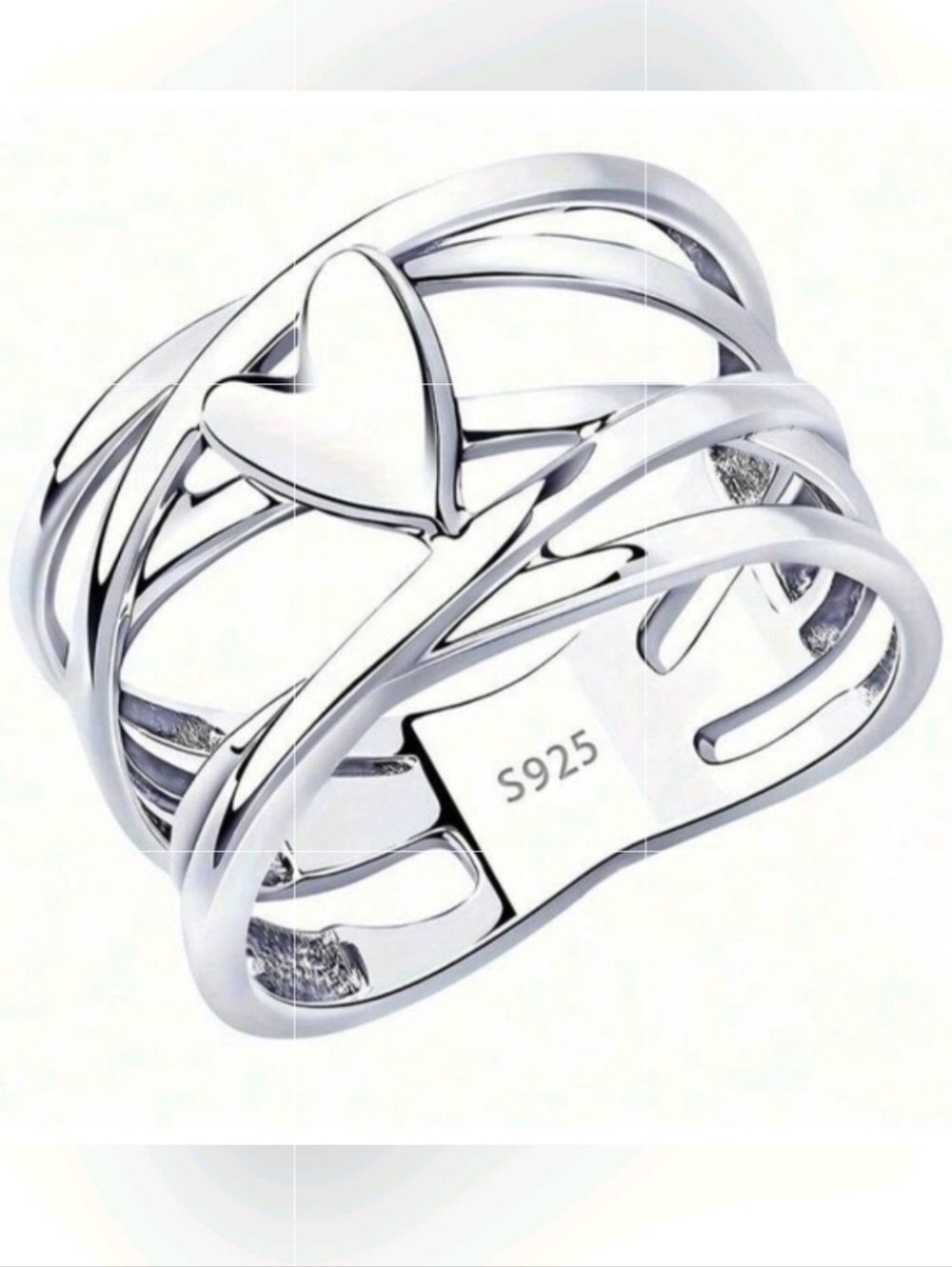 Sterling Silver Heart Openwork Ring - Size 8
